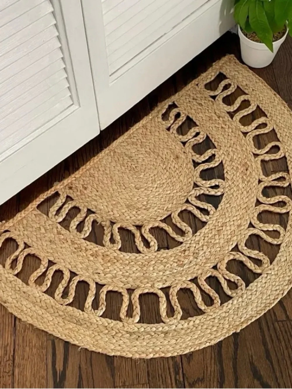 🌴Handwoven Boho Half Moon 100% Jute Rug/Doormat | Wall Hanging| 18x30